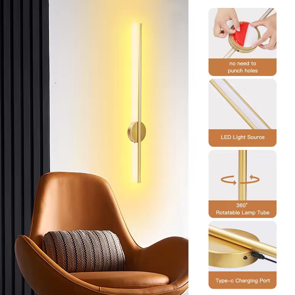 Rechargeable Degrees Gold Wall Light