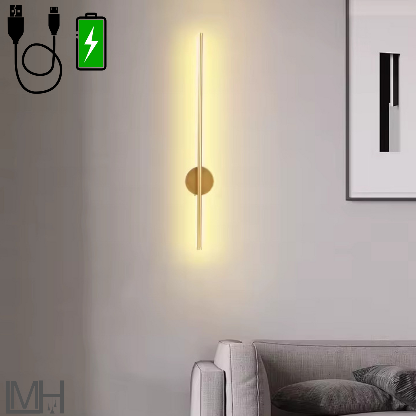 Rechargeable Degrees Gold Wall Light