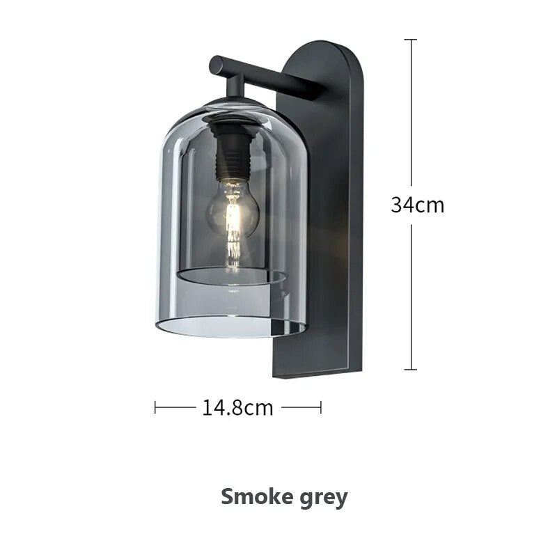 Dimension of Smoke Grey Scandinavian Glass Wall Lamp