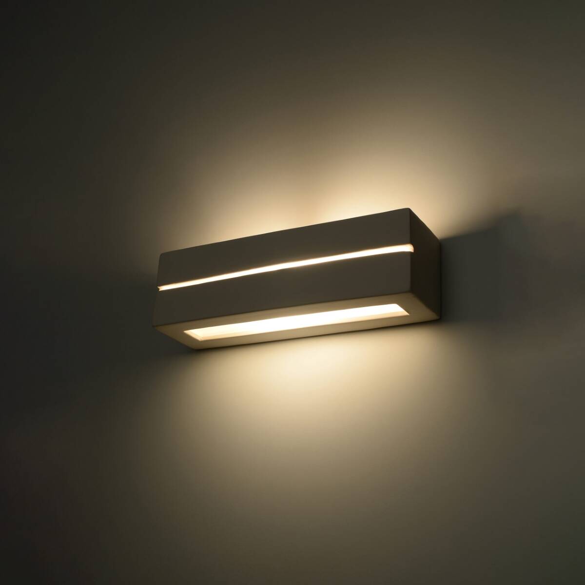 Close-up of White Ceramic Block Wall Lamp Light for Bathroom, Bedroom, Kitchen, and Living Room