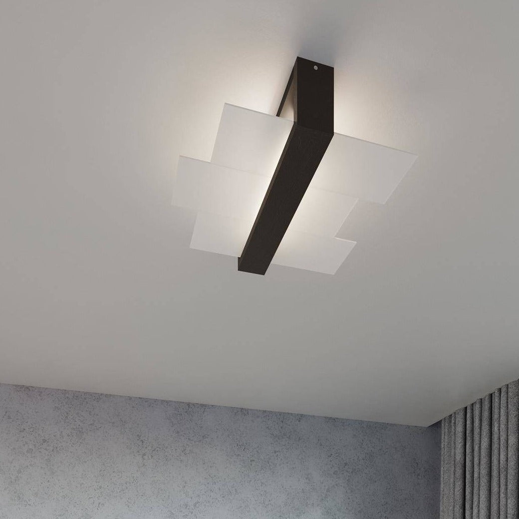 Light-on Black Geo Ceiling and Wall Lamp for Bathroom, Bedroom, Dining Room, Hallway, Kitchen and Living Room 