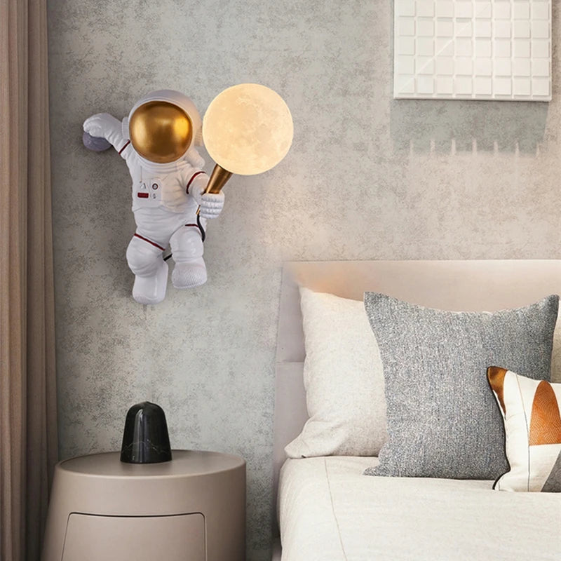 Light-on Charming Astronaut Nursery Wall Light for Living Room and Bedroom