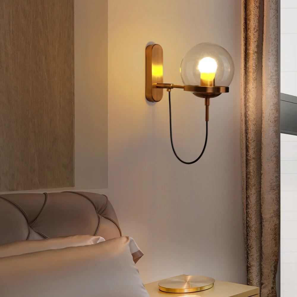 Sizzle Golden Holder Glass Hanging Wall Light for Bedroom, Dining Room, Kitchen, and Living Room