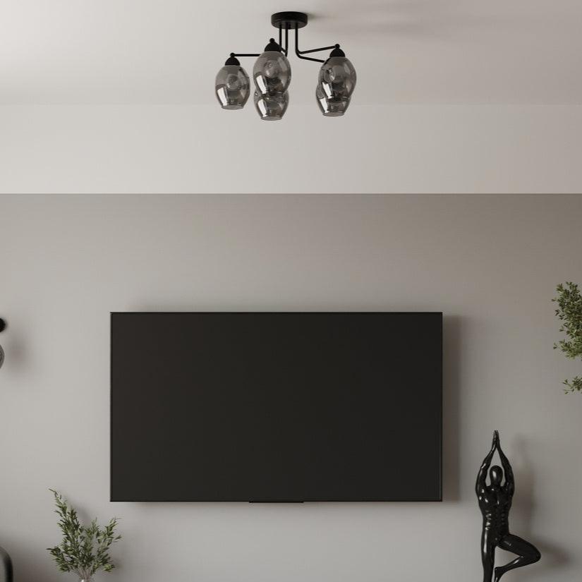 Globe Kudo Semi Flush Ceiling Lamp for Hallway, Kitchen, Living Room, and Dining Room placed above the tv