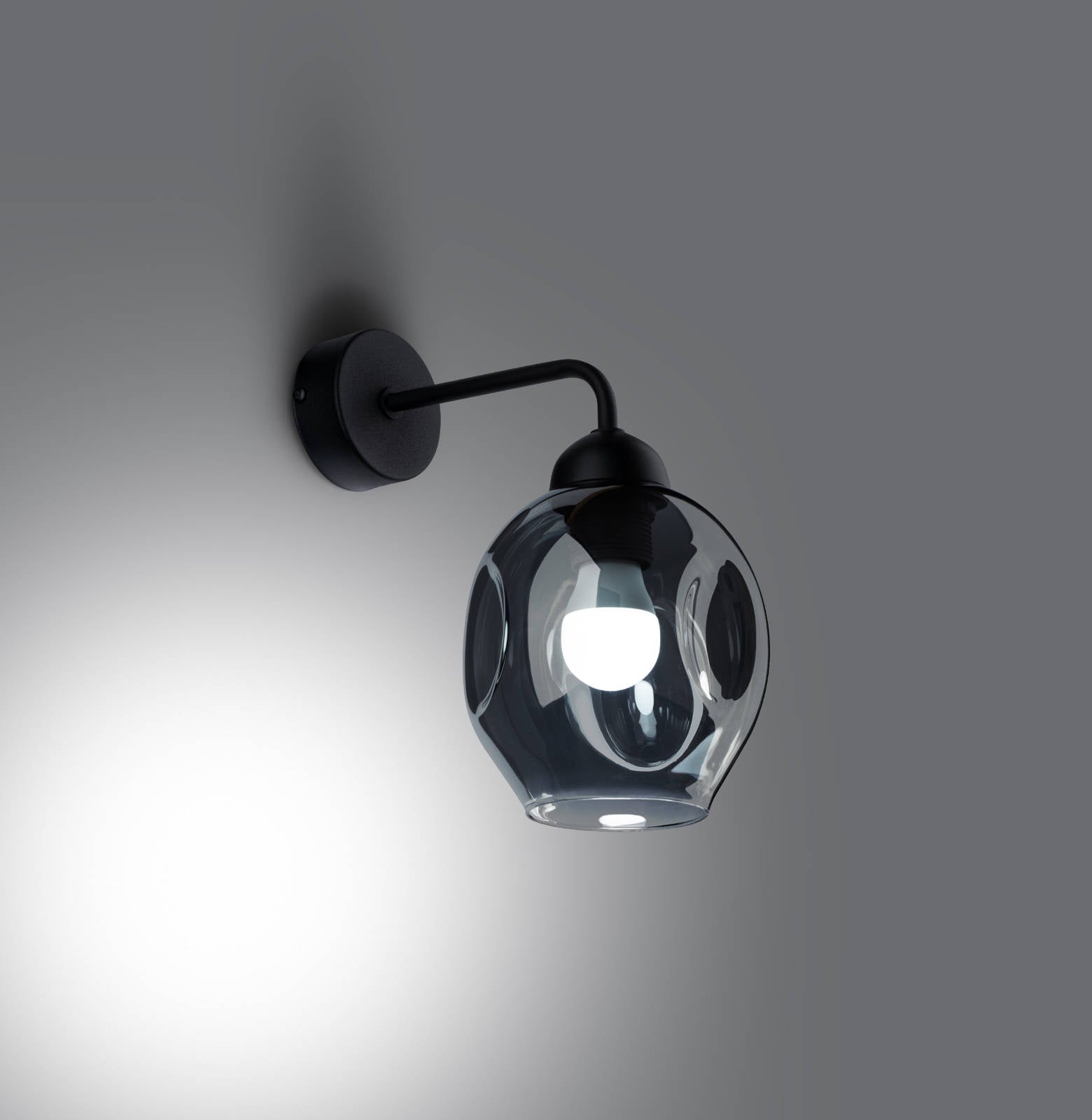 Light-on Glass Black Kudo Wall Light for Bathroom, Bedroom, Dining Room, Kitchen, and Living Room