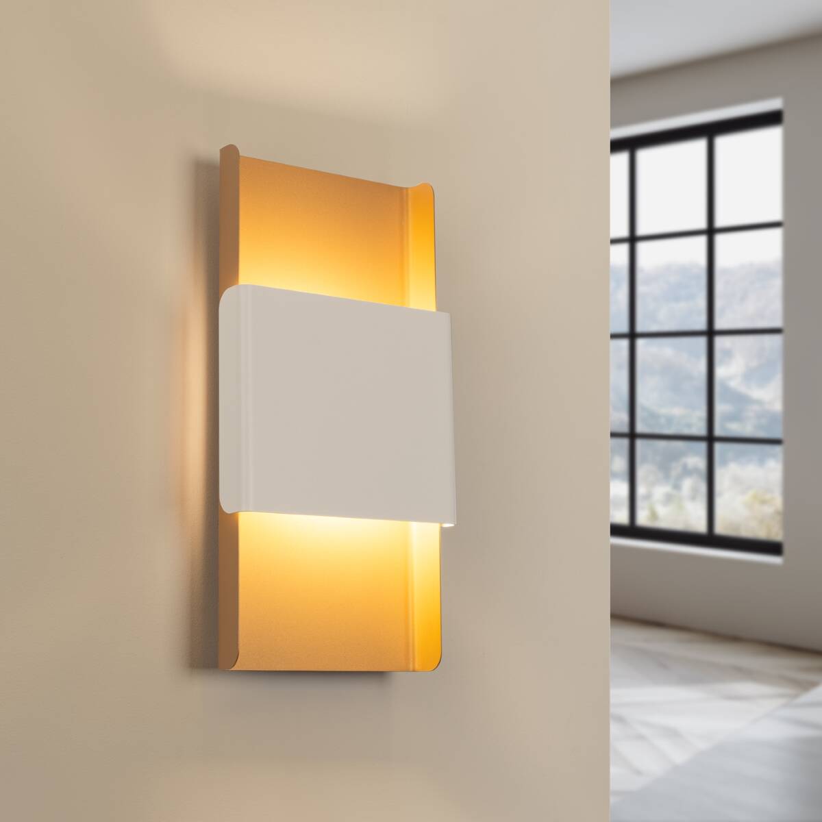 Light-on Luxurious gold white Minal Wall Light for bedroom, dining room, kitchen and living room suit on black wall, white wall place on gray wall