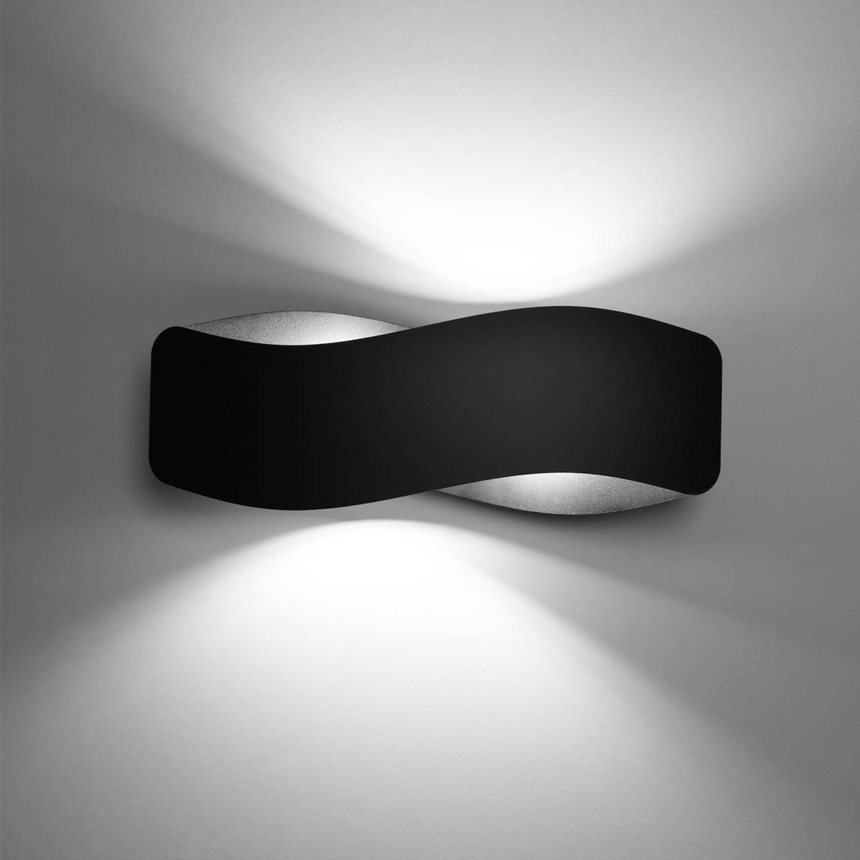 Black Myka Wall Lamp for bathroom, bedroom, dining, kitchen, living room  placed on gray wall of living room