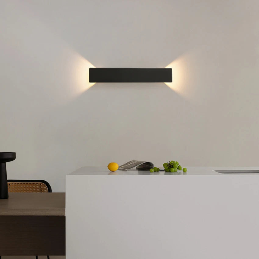 Horizontal Black Sleek Wall Lamp Light for Bathroom, Bedroom, Dining Room, Kitchen, and Living Room