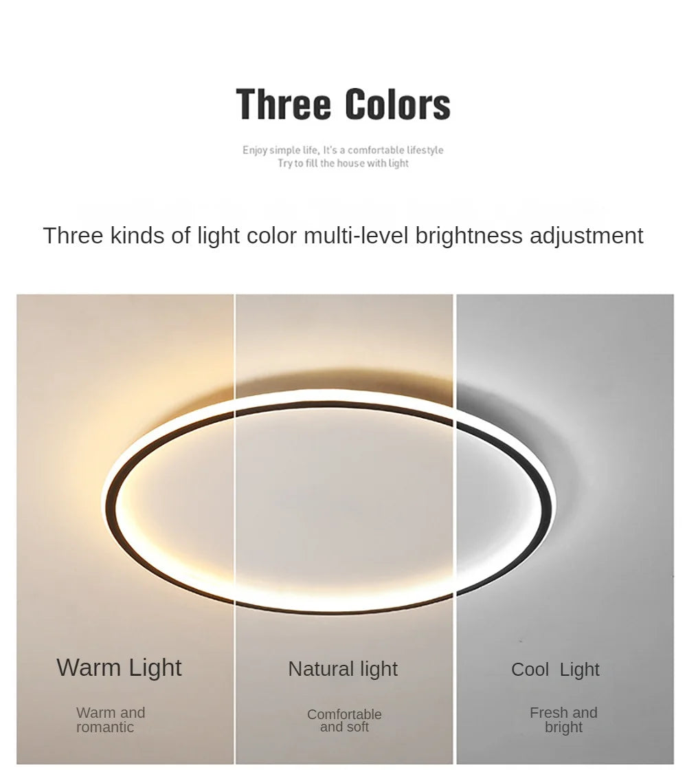 Light-on Black Ring Flush Mount LED Chandelier Ceiling Light with Three Color Variations for Bathroom, Bedroom, Dining Room, Hallway, Kitchen, and Living Room