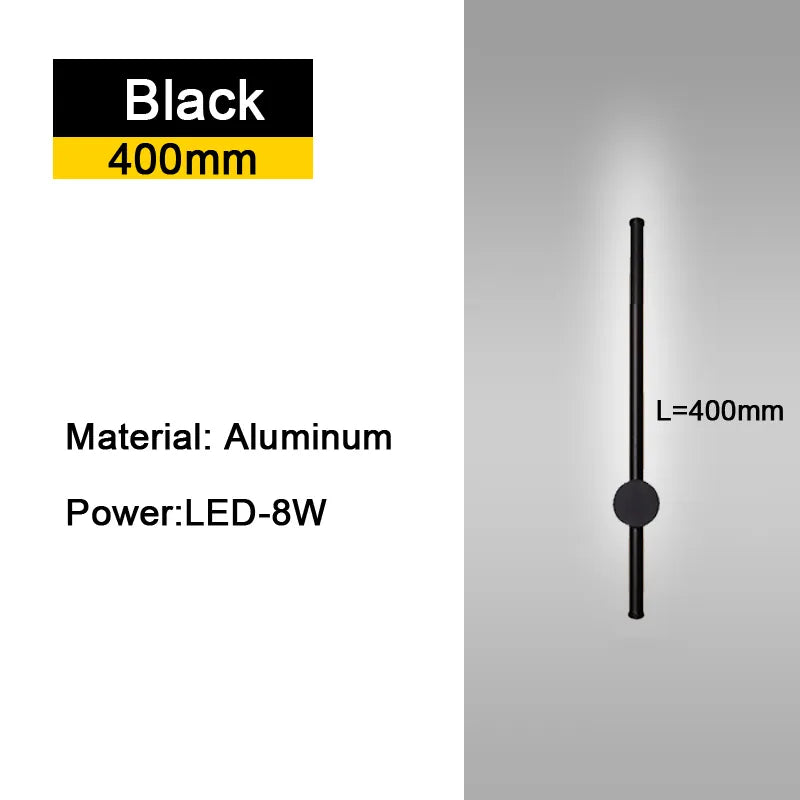 400mm 8W Aluminium 360 Degrees Black Wall Light for Bathroom, Bedroom, Dining Room, Kitchen, and Living Room