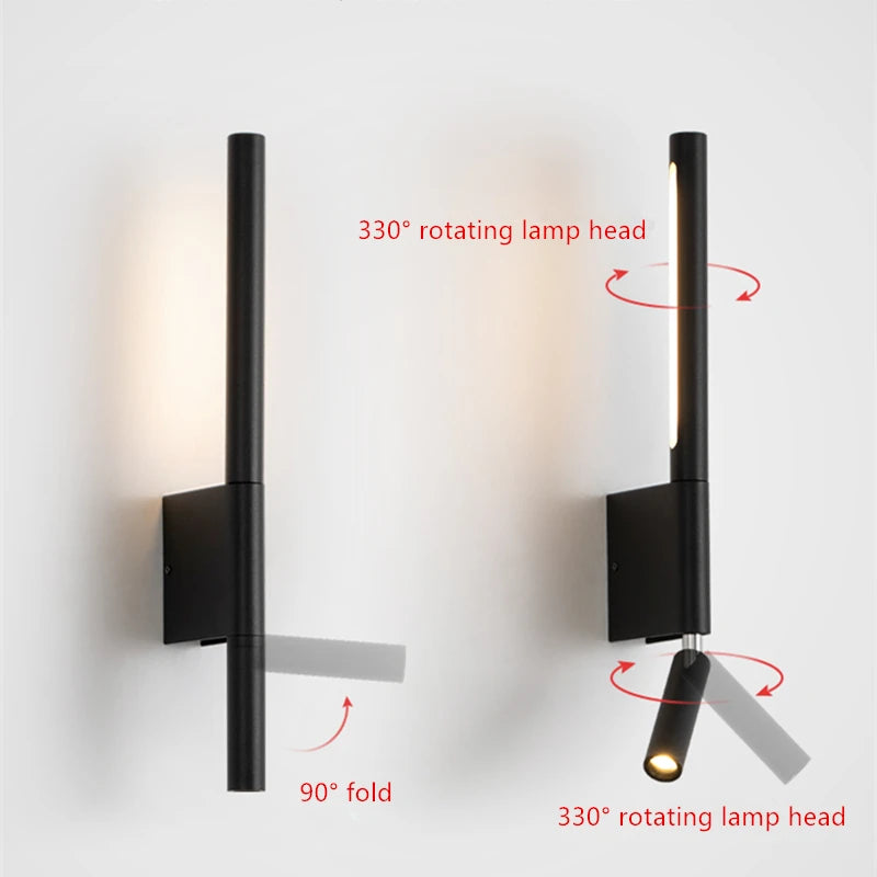 Rotating and Folding Angle of  Chic Black Spot Wall LED Light for Bedroom