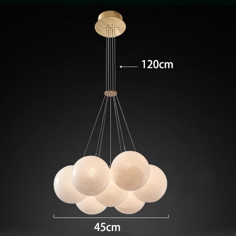 Dimensions of 7 Bubbles Bubble Chandelier Glass Ceiling Light for Hallway, Dining Room, and Living Room