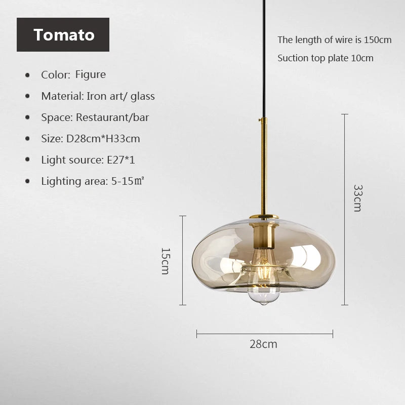 Detail of Tomato Lustre Glass Pendant High Ceiling Lights for Bathroom, Bedroom, Dining Room, Hallway, Kitchen, and Living Room