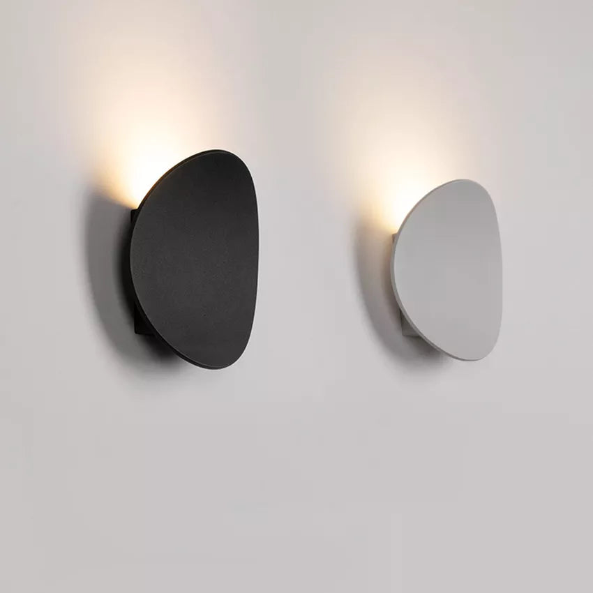 Black and White Disc LED Wall Lamp wall design for bathroom, bedroom, kitchen and living room placed on white wall