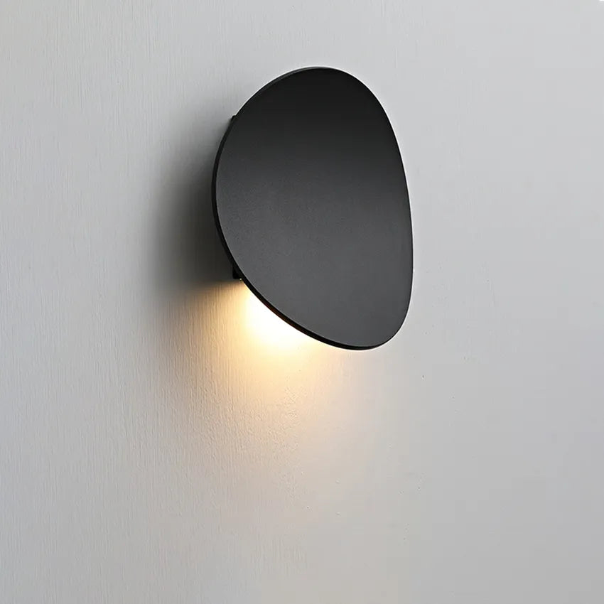 Black Disc LED Wall Lamp wall design for bathroom, bedroom, kitchen and living room placed on white wall