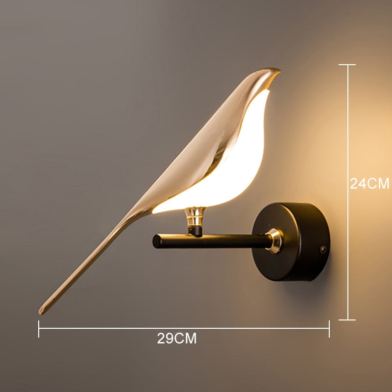 Dimension of Solo Gold Nursery Chirpy LED Bird Wall Lamp Light