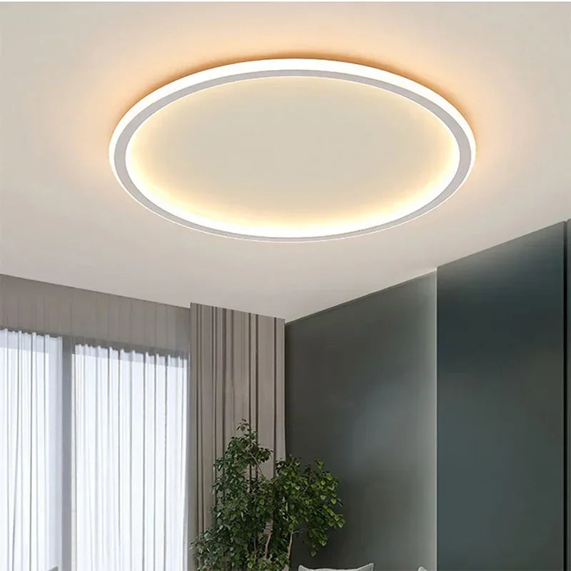 Close-up Light-on White Ring Flush Mount LED Chandelier Ceiling Light for Bathroom, Bedroom, Dining Room, Hallway, Kitchen, and Living Room