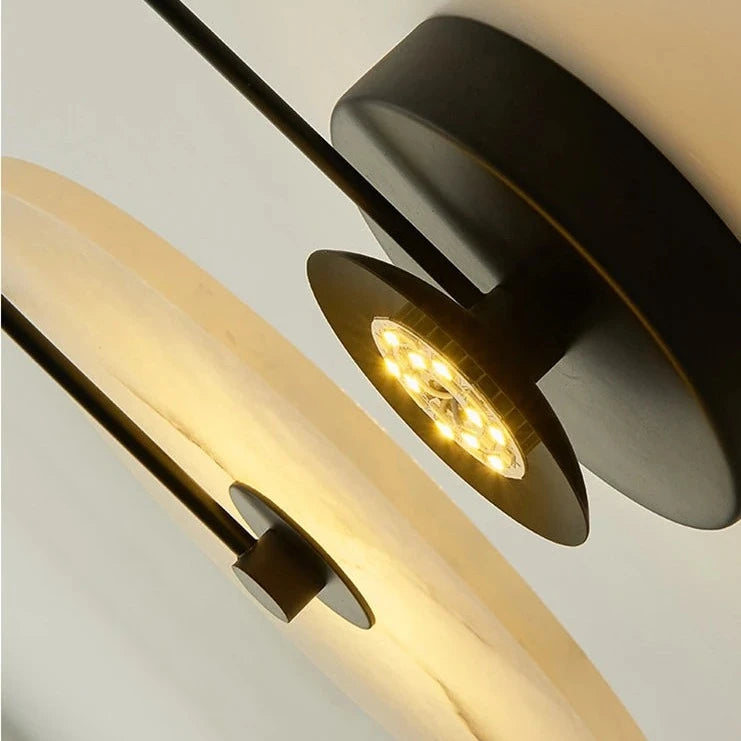 Close-up Sidewise view of Disc Texture Wall Lamp for Kitchen, Living Room, Dining Room, Bathroom and Bedroom placed on white wall