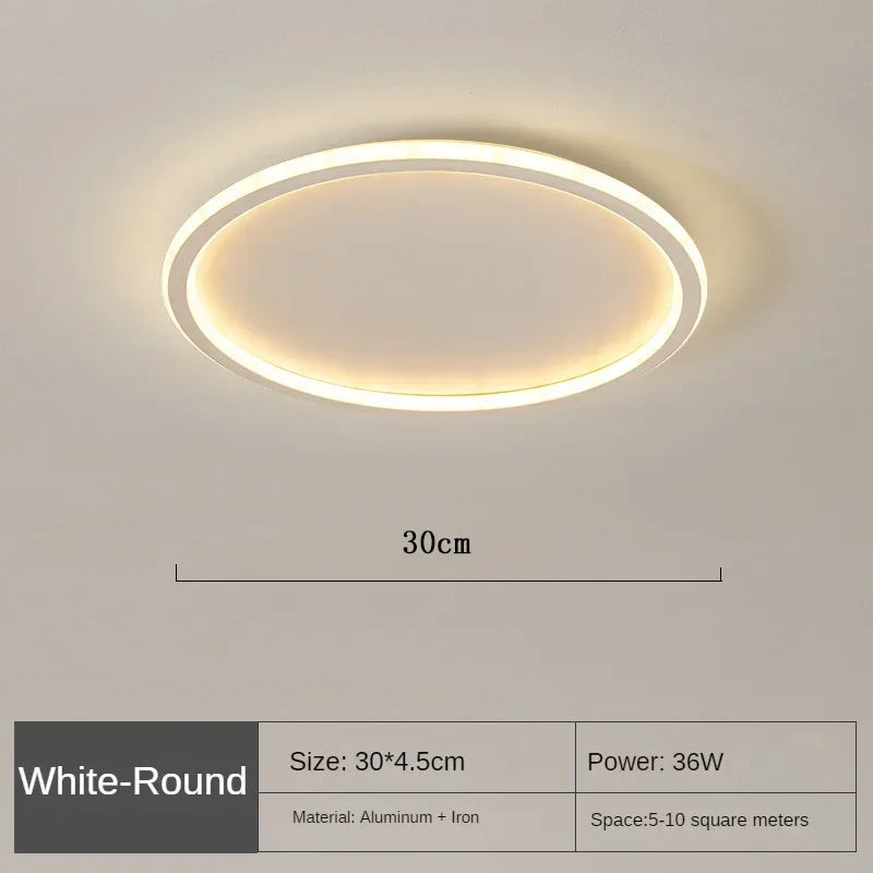 Close-up Light-on White Ring Flush Mount LED 30cm Chandelier Ceiling Light with Detail for Bathroom, Bedroom, Dining Room, Hallway, Kitchen, and Living Room