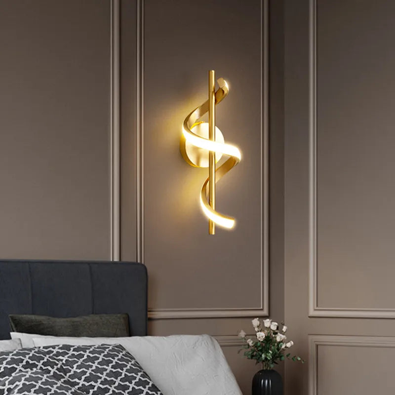 Copper/Gold Twisted LED Nursery and Black Wall Light for Kitchen, Living Room, Dining Room, Bathroom and Bedroom