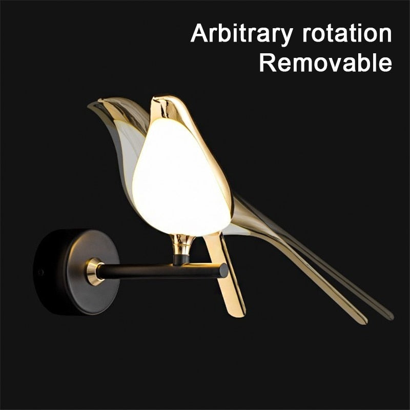 Solo Gold Nursery Chirpy LED Bird Wall Lamp Light Showing Arbitrary Rotation Removal