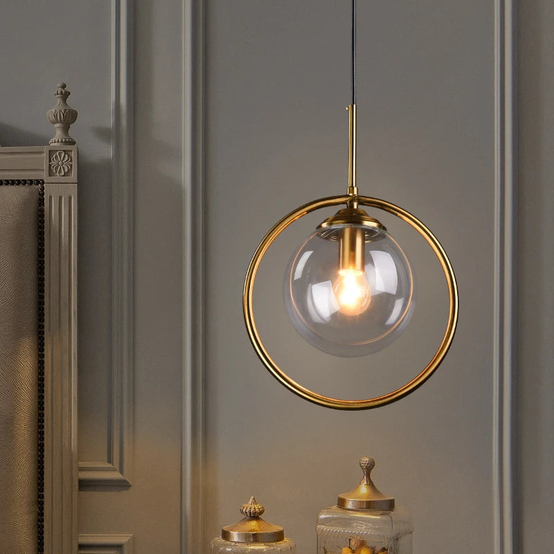 Light-on Globe White Cage Pendant Ceiling Light for Bathroom, Bedroom, Dining Room, Kitchen, and Living Room