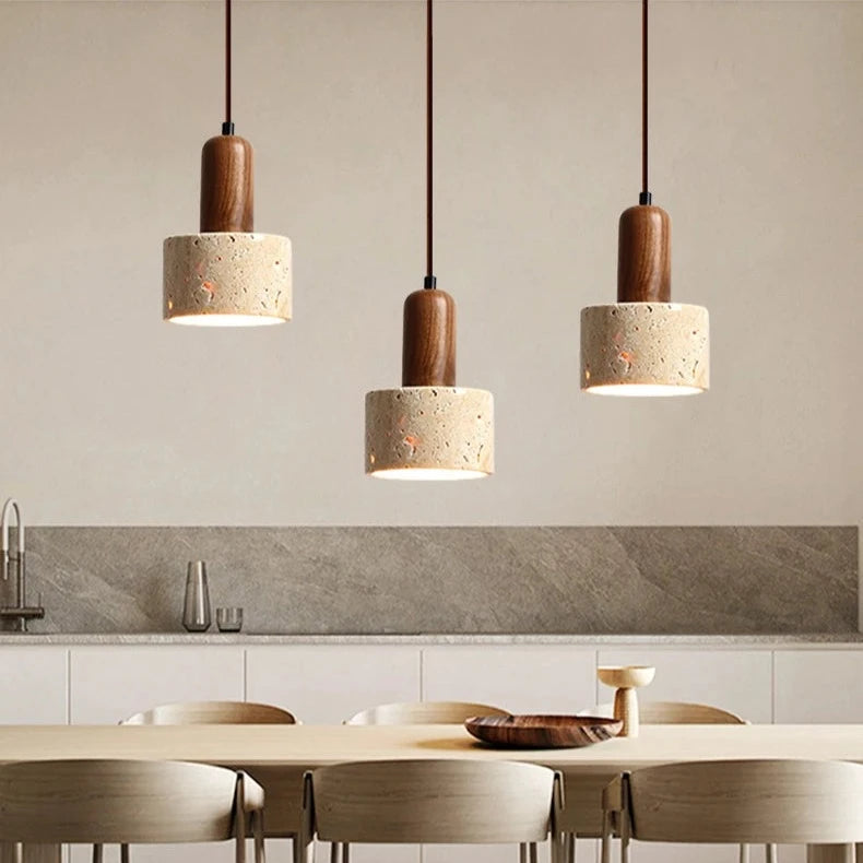 Set of 3 Luxurious Travertine Pendant Ceiling Light for Kitchen, Living Room, Dining Room, Hallway and Bedroom