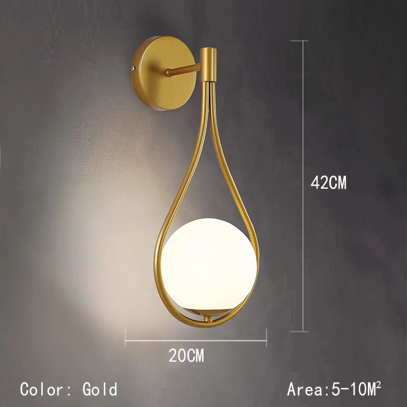 Dimension of Gold Globe Drop Wall Lamp