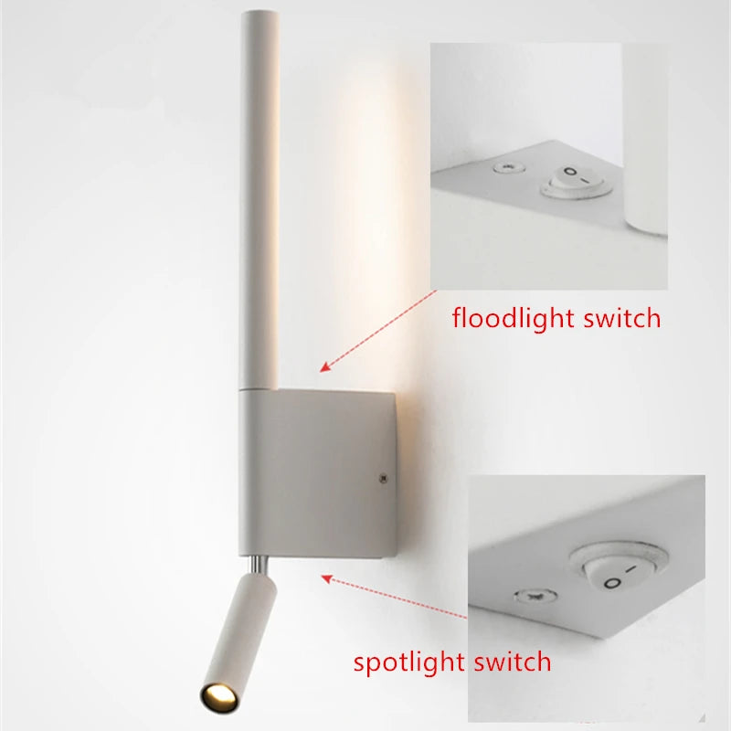 Floodlight and Spotlight Switch of Timeless White Spot Wall LED Light for Bedroom
