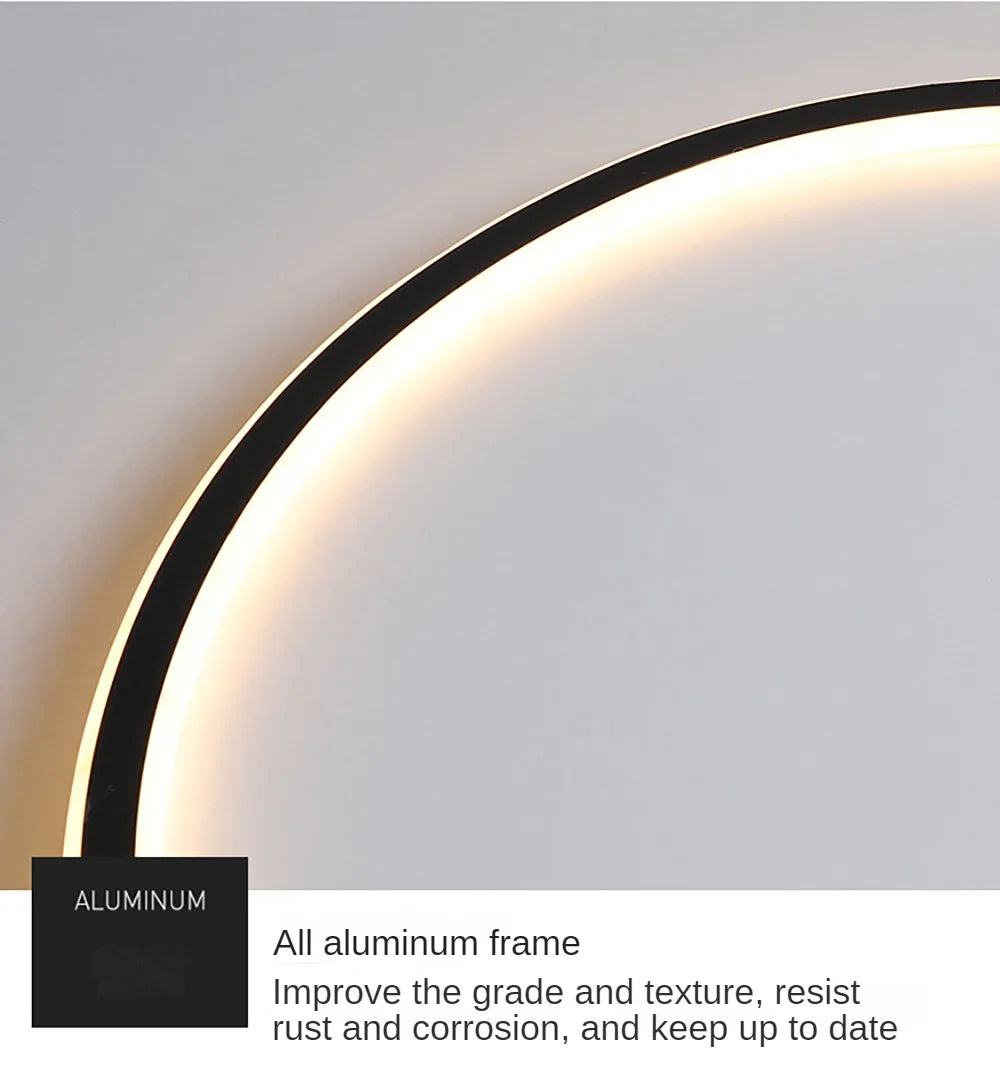 Black Ring Flush Mount LED Chandelier Ceiling Light with Aluminum Frame for Bathroom, Bedroom, Dining Room, Hallway, Kitchen, and Living Room