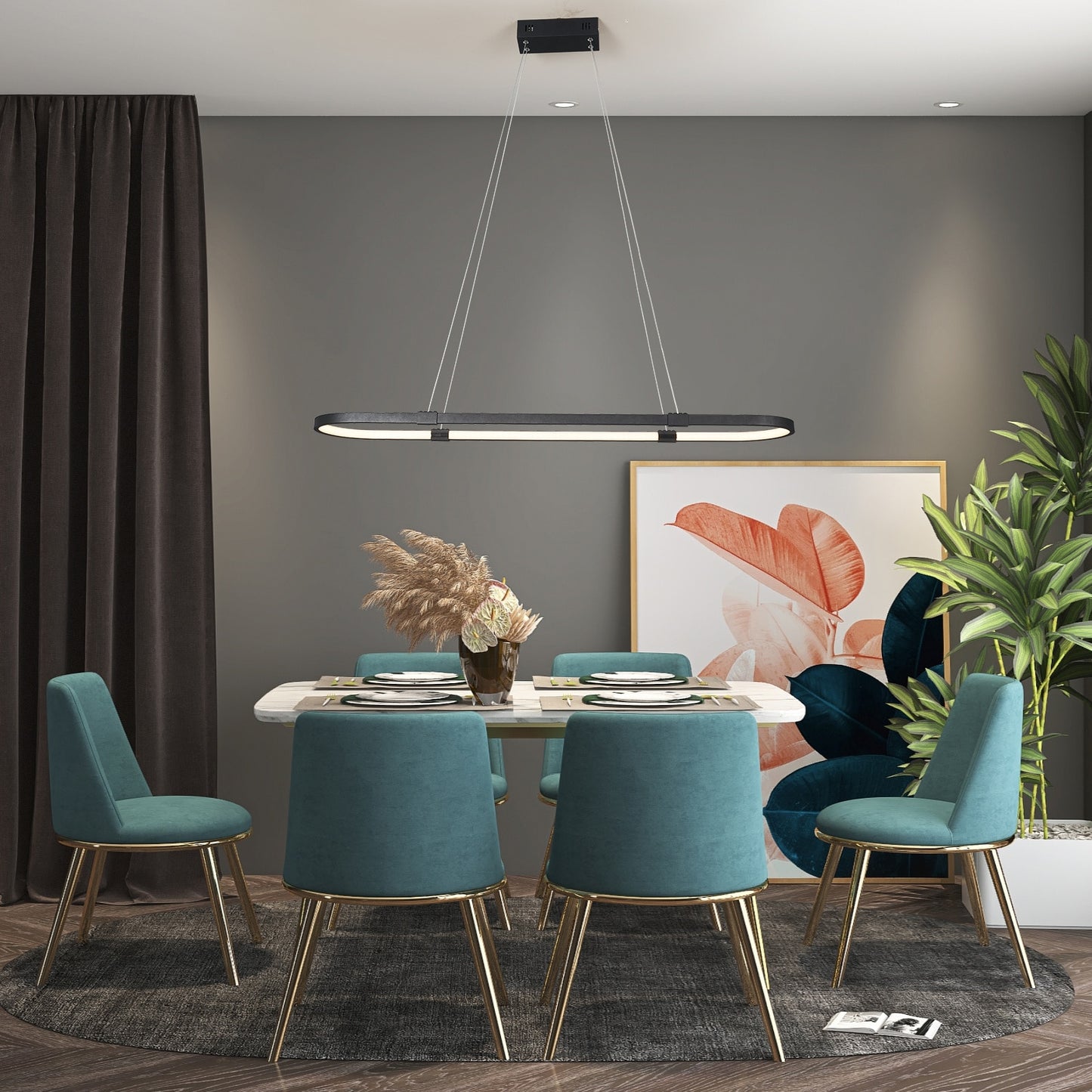 Wesoon Modern Pendant Hanging Chandelier High Ceiling Light for Dining Room, Kitchen and Living Room