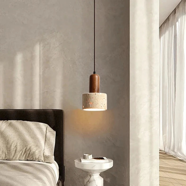 Luxurious Travertine Pendant Ceiling Light for Kitchen, Living Room, Dining Room, Hallway and Bedroom hanging nearside bed