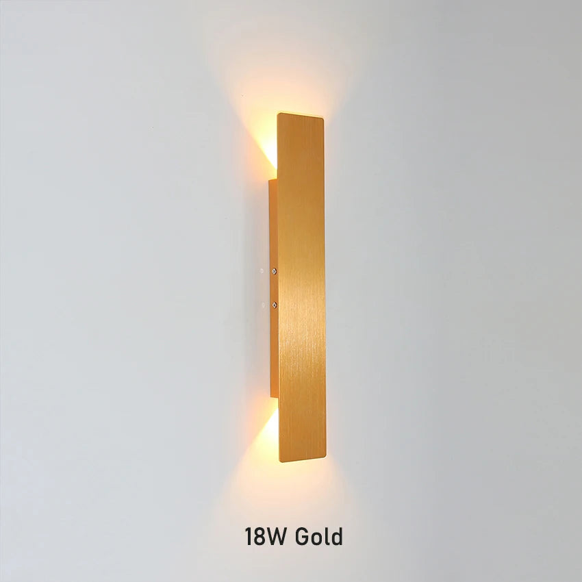 18W Gold Sleek Wall Lamp Light for Bathroom, Bedroom, Dining Room, Kitchen, and Living Room