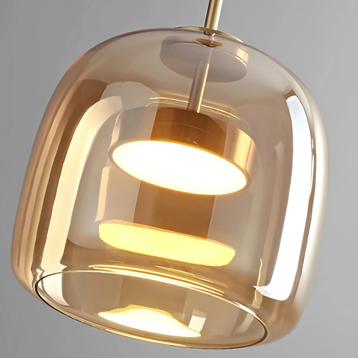 Close-up of Amber Glass Globe Dildale Pendant Ceiling Lamp for Hallway, Kitchen, Living Room, Dining Room, and Bedroom 