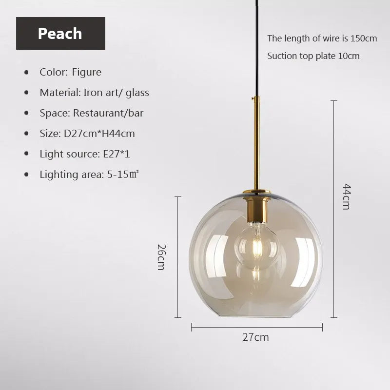 Detail  of Peach Lustre Glass Pendant High Ceiling Lights for Bathroom, Bedroom, Dining Room, Hallway, Kitchen, and Living Room