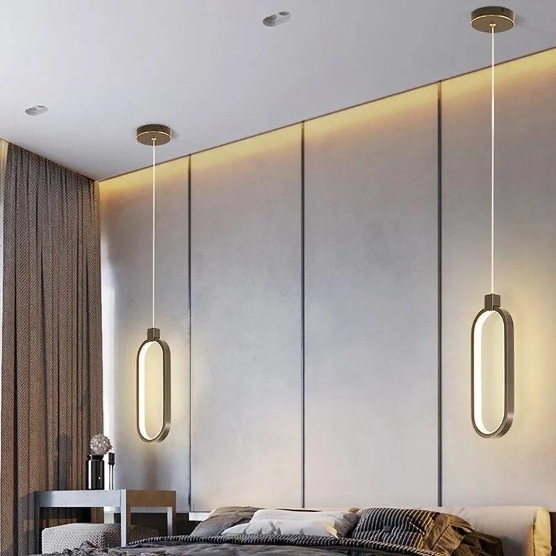 Light-on Golden Ring LED Pendant High Ceiling Light for Bathroom, Bedroom, Kitchen, and Living Room