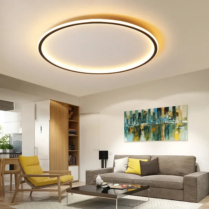 Light-on Golden Ring Flush Mount LED Chandelier Ceiling Light for Bathroom, Bedroom, Dining Room, Hallway, Kitchen, and Living Room