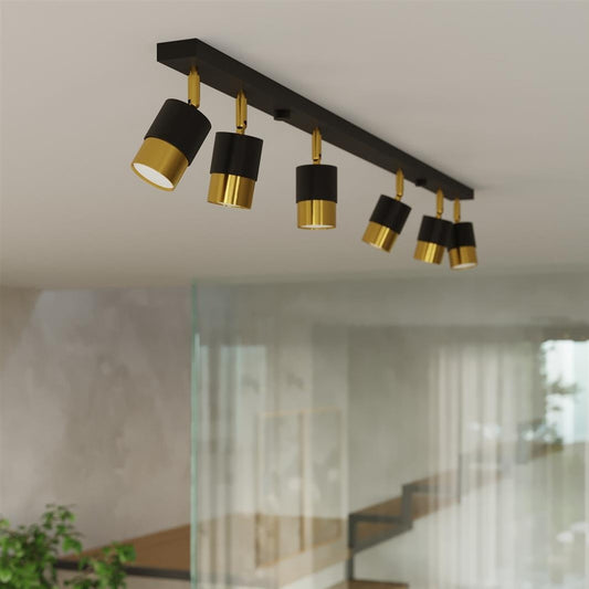 Six Gold Black Triple Track Low Ceiling and Wall Light for Bathroom, Bedroom, Dining Room, Hallway, Kitchen, and Living Room