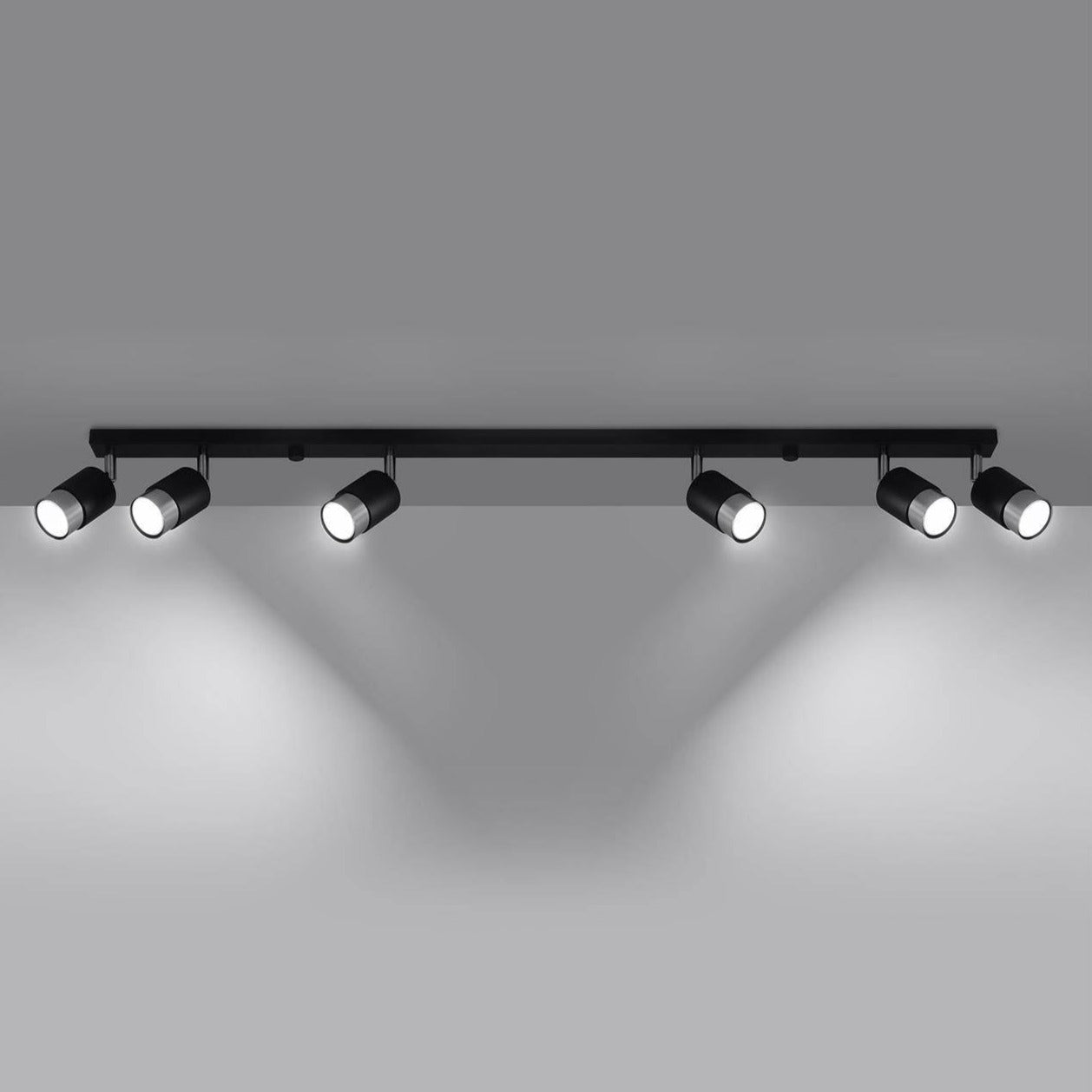 Light-on Six Heads Chrome Black Trip Track Light for Kitchen, Hallway, Living Room, Dining Room and Bedroom