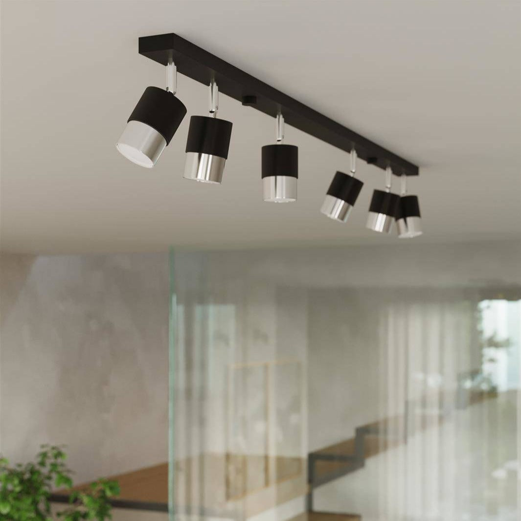 Six heads Chrome Black Trip Track Light for Kitchen, Hallway, Living Room, Dining Room and Bedroom