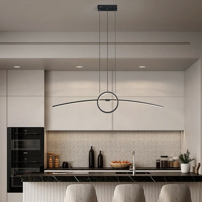 Black Dreoon Modern LED Pendant Chandelier Light for Kitchen, Dining Room and Living Room