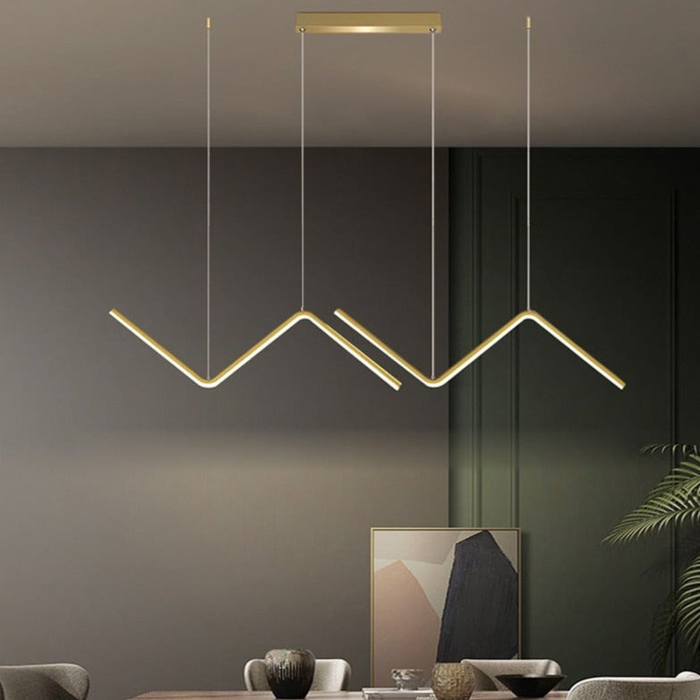 Zigzag LED Gold Pendant Ceiling Light 